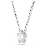 Ariana Grande x Swarovski pendant Crystal Pearl, Round cut, Flower, White, Rhodium plated